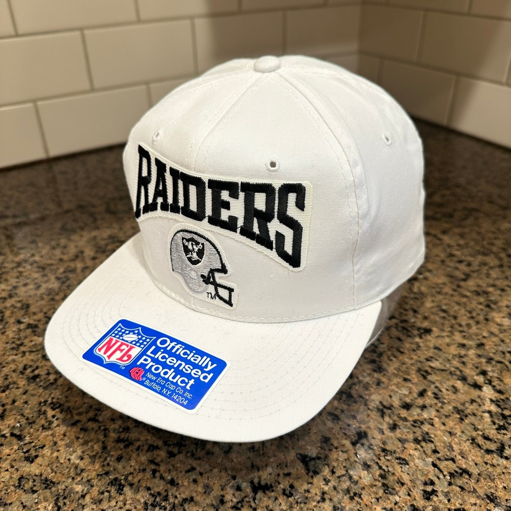 Raiders New Era Snapback Hat Vintage 1990s NFL White Korea Deadstock - Picture 1 of 8